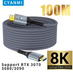 Cyanmi Hdmi 2.1-Compatibel Optische Kabel 8K @ 60Hz 4K @ 120Hz Glasvezelkabel 48Gbps Hdr Hdcp 80M 100M Voor Hd Tv Box Projector Ps5