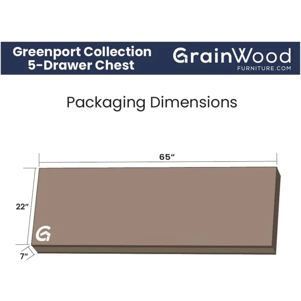 5-drawer solid wood chest in brushed driftwood finish