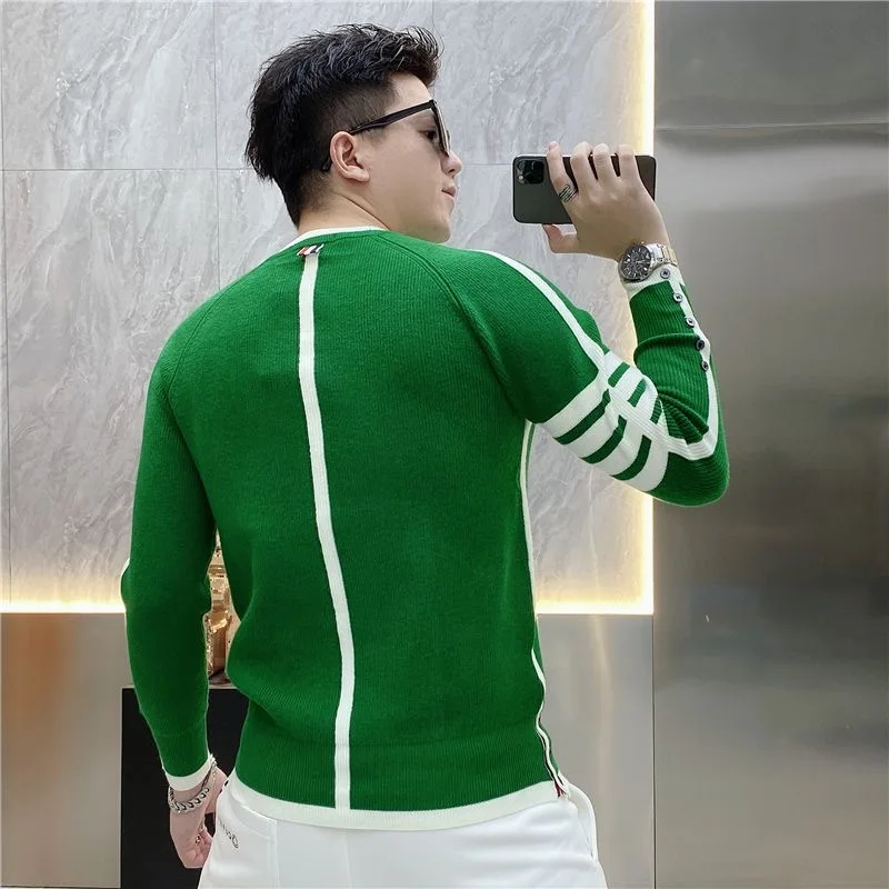 명품 Autumn Golf Wear Men 2024 High Quality Golf Sweater Simplicity Round Neck Windproof Knit Luxury Men Cultivate Oneself Blouse