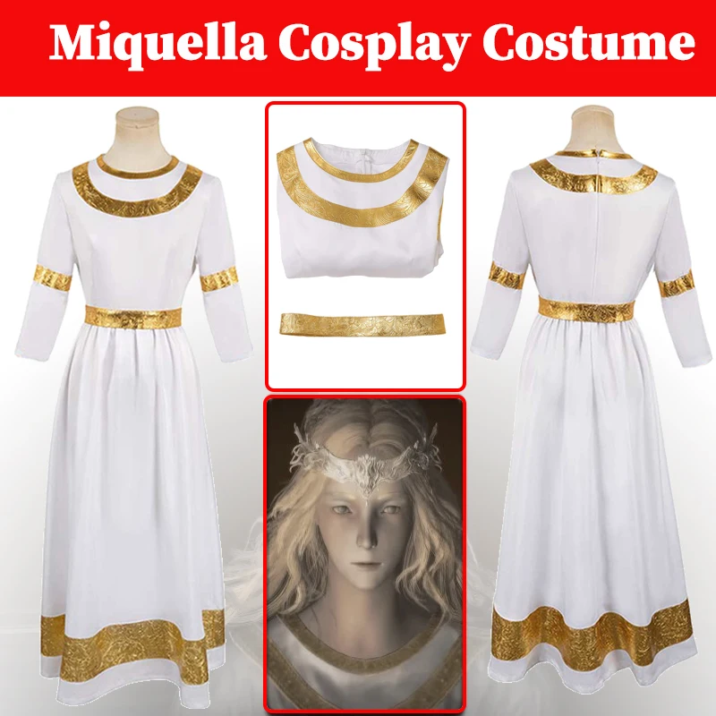 Fantasia de Cosplay Anime Mulher, Miquella, Game ER, Ringers, Fantasia, Vestido, Cinto, Roupas, Disfarce, Roupa, Fato Halloween