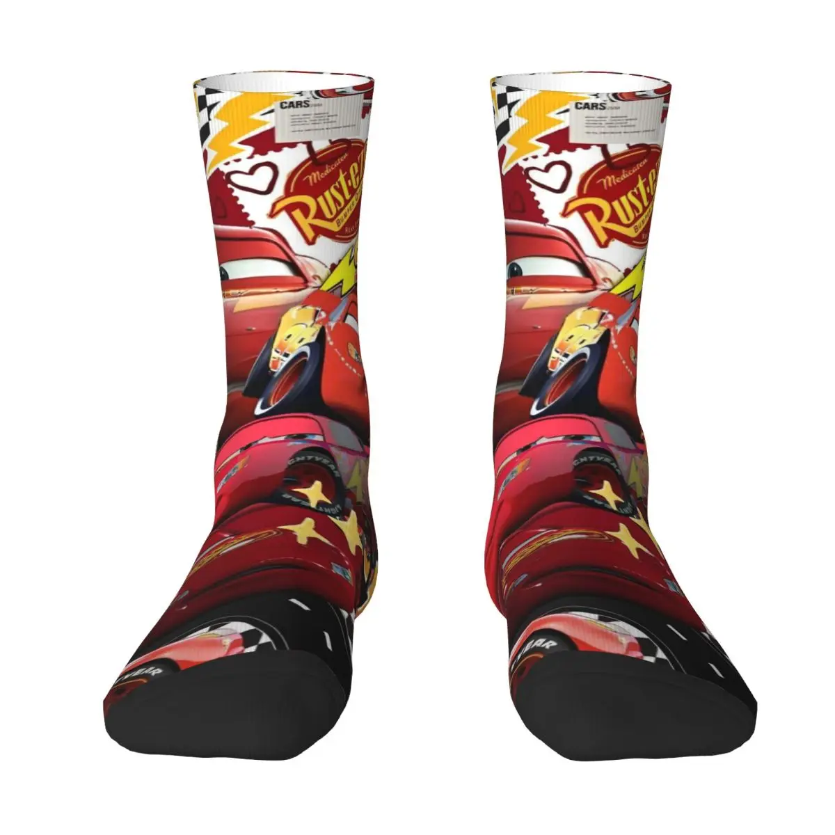 Rains McQueen-Chaussettes de course respirantes coordonnantes pour hommes et femmes, bas de voiture rouges de dessin animé, chaussettes d'automne élégantes, numéro 95