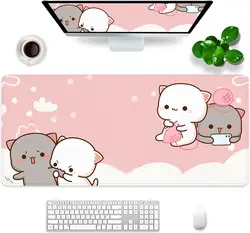 XXL Kawaii Gaming Mouse Pad 900x400x3MM Pink Mouse Pad Cat Animal Gift desk Accessories with Personalized for Laptop Computer PC