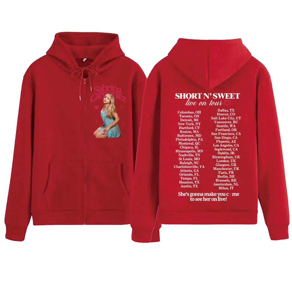 Sabrina Carpenter Short n\' Sweet Zipper Hoodie Harajuku Pullover Tops Sweatshirt Streetwear