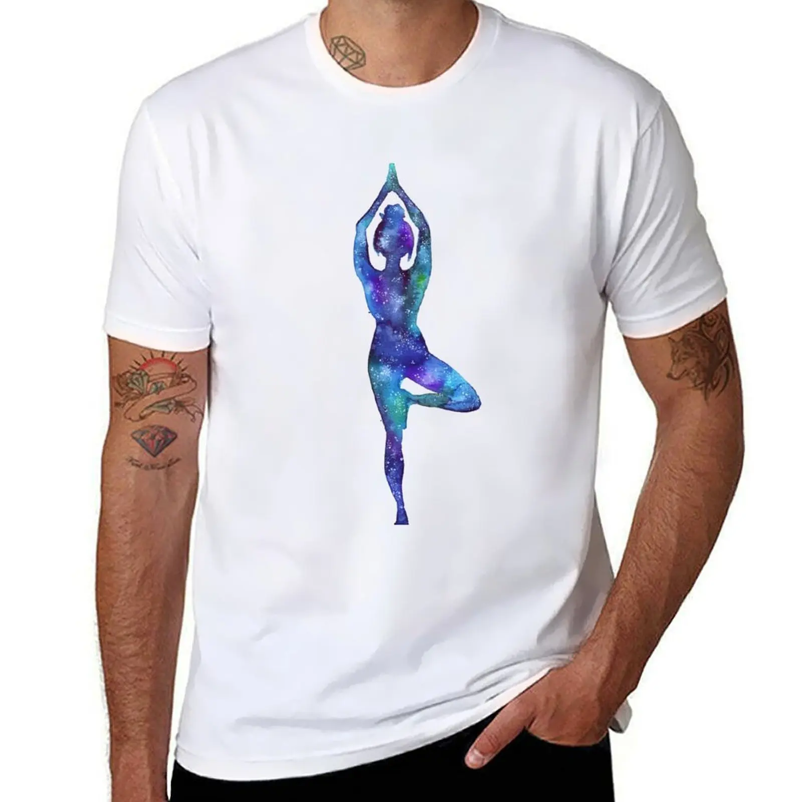 

Tree pose - yoga galaxy T-Shirt t shirt for man t shirts for man cotton funny T-Shirt