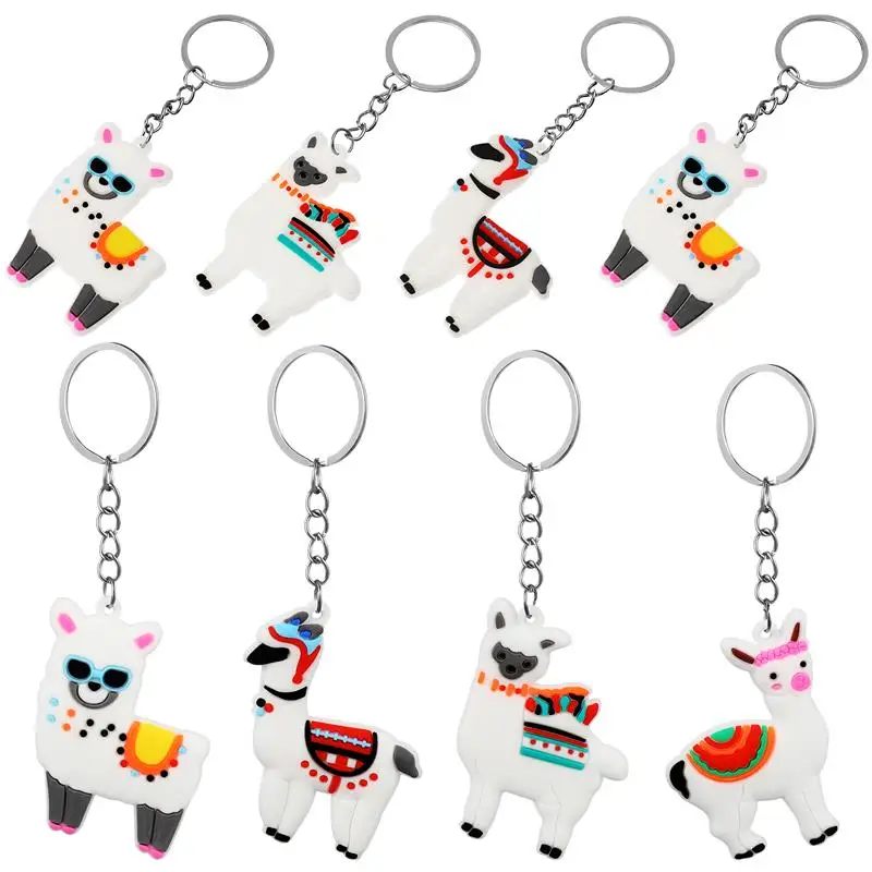 12 Pcs Key Rings Cartoon Alpaca Keychains Hanging Animal Pendants Creative Keychains Decors Gifts (Mixed Style)