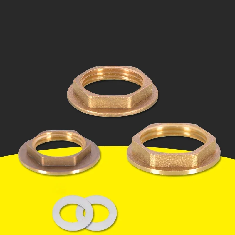 1 Pcs Brass Hexagon Jam Nut Back Nut Flange Ring Nut Lock Nut Water Tank Connector Fastener 1/2