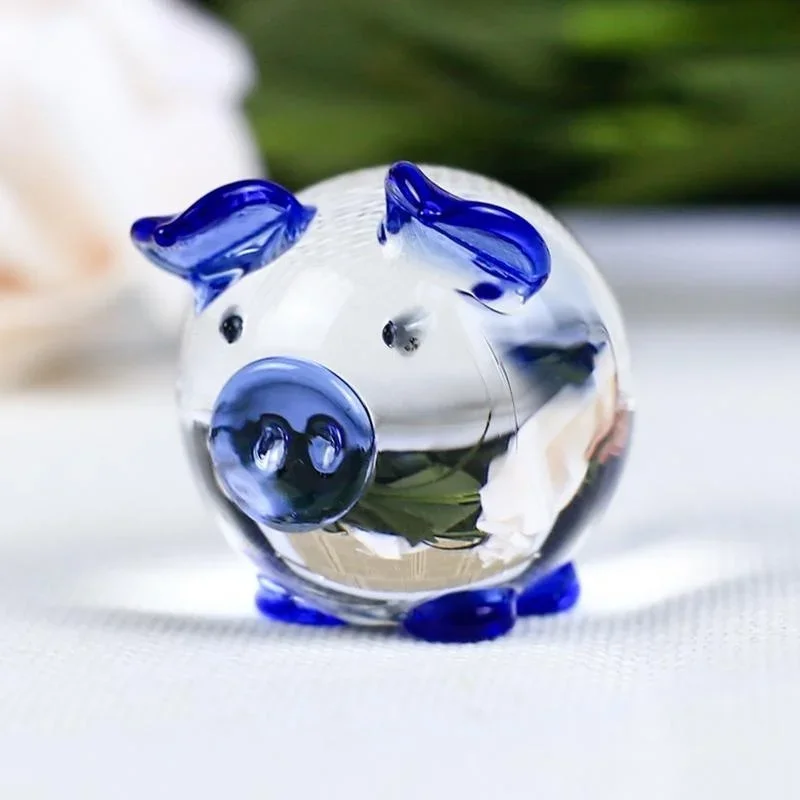 2020 Cute Glass Pig Figures Glass Miniatures Miniature Animal House Decoration Crafts Cute Ornaments