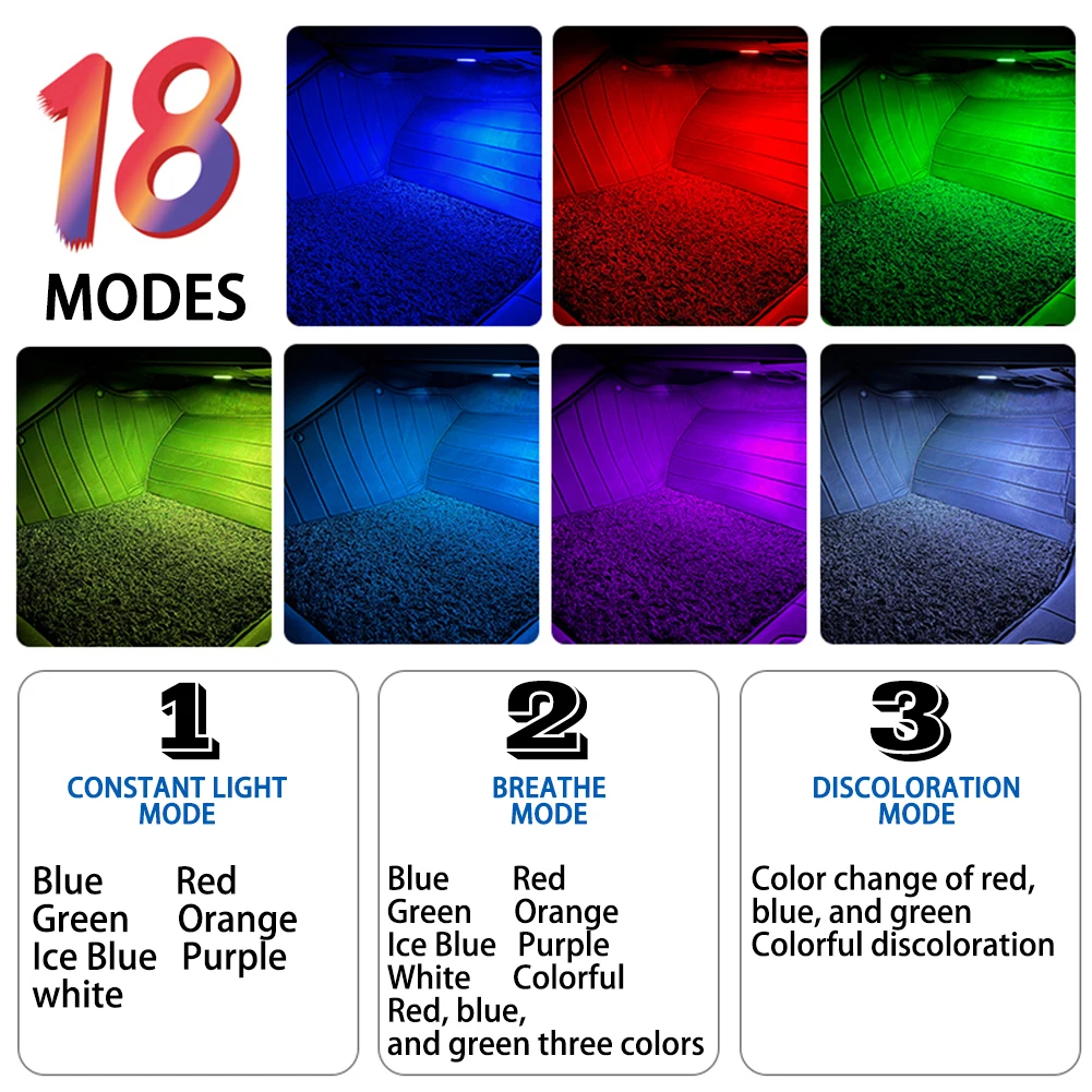 16 Colors Control Car LED Footwell Lights for Porsche 911 992 Cayenne 957 Panamera 971 Boxster Interior Decorative Atmosphere view 4