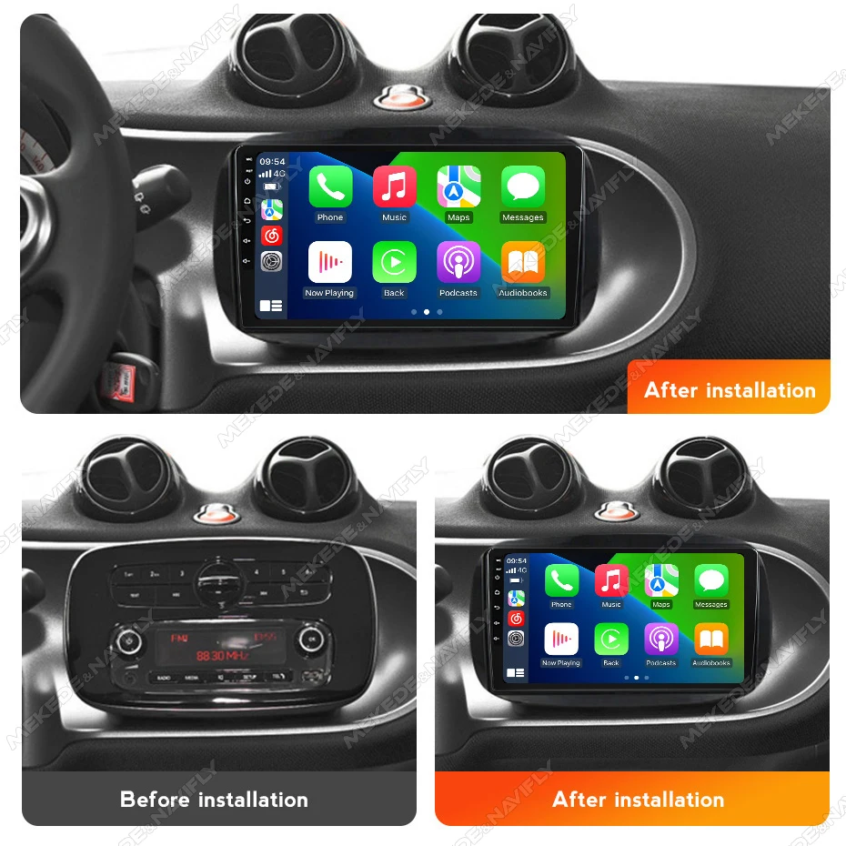9inch Android 15 Car Radio For Mercedes Benz Smart 453 Fortwo 2014-2020 CarPlay GPS Multimedia Player 2 Din Car Stereo Head Unit