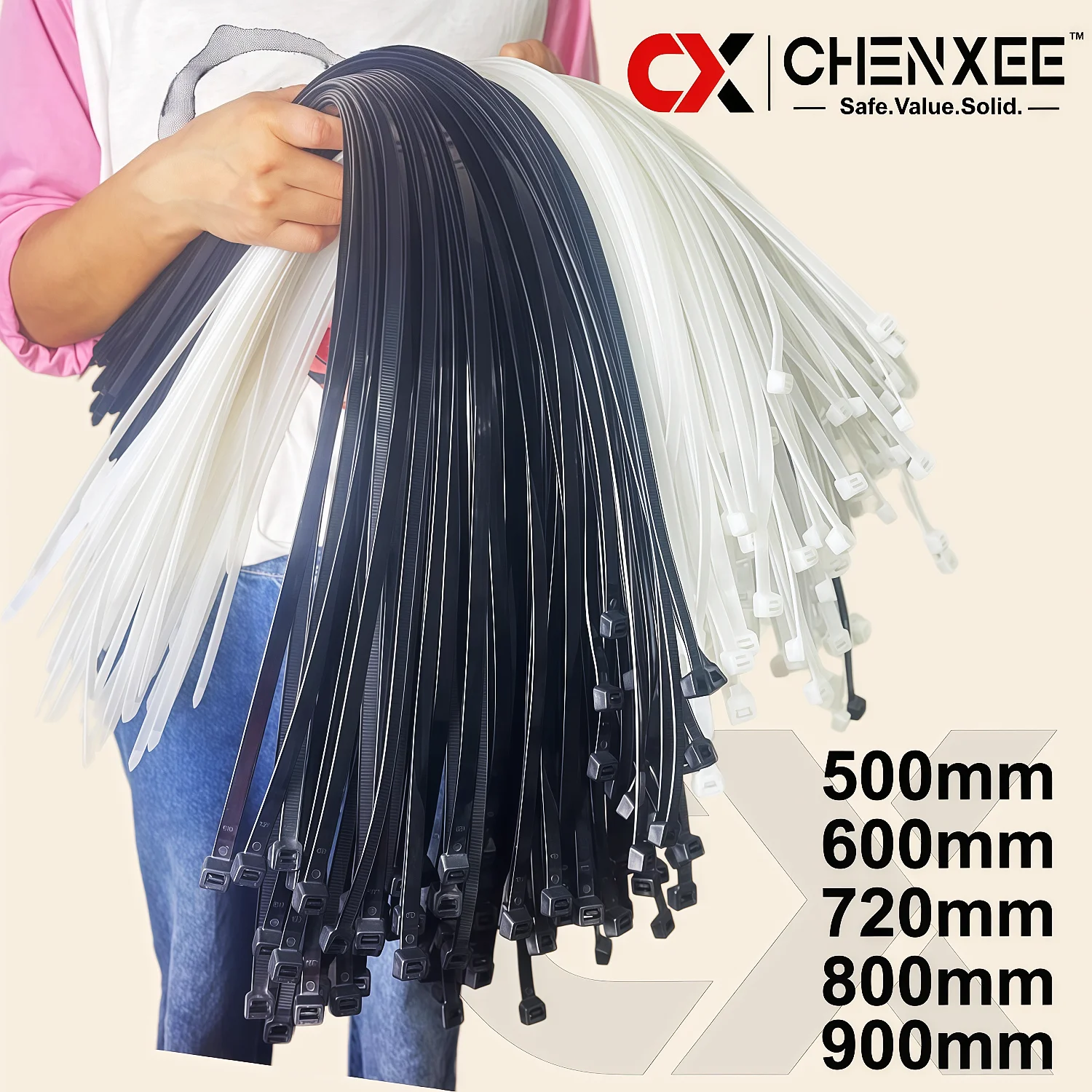Heavy-Duty Ultra-Long Nylon Cable Ties Self-Locking Zip Ties Plastic Cable Organizer, Suitable Home, Shed, Garden Indoor Outdoor