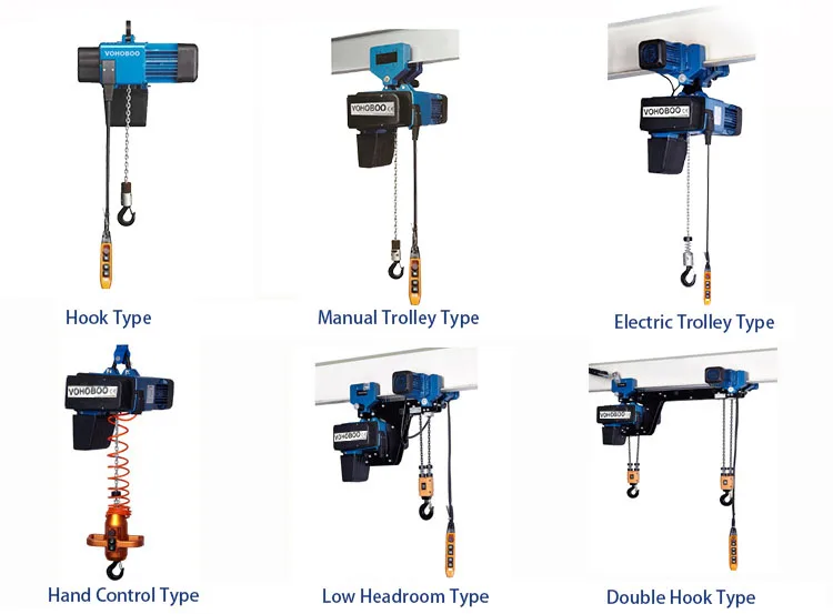 250 kg 500 kg 1 Ton Europe Style Fixed Trolley Type Easy Maintenance European Standard Electric Chain Hoist in Workshop