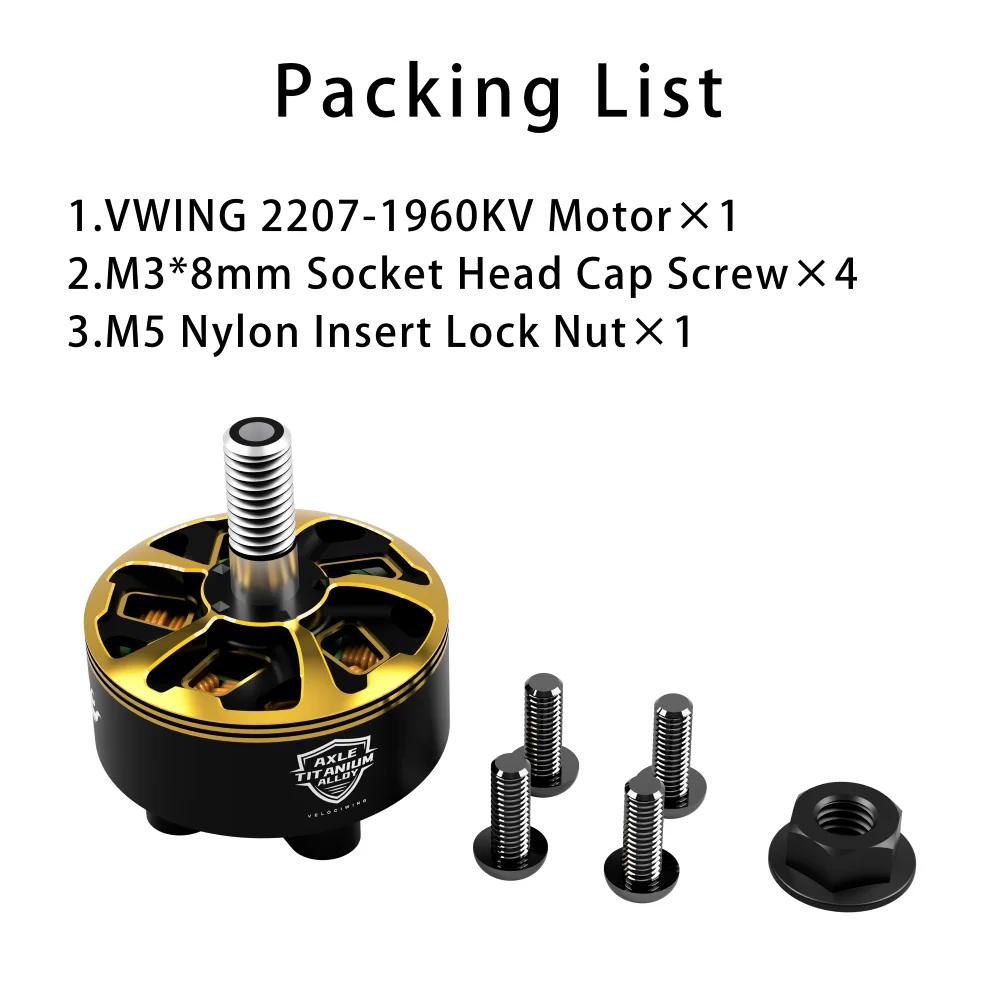 VWING 2207 1960KV Brushless Motor Titanium Shaft NMB Bearing 5 Inch FPV Drone Motor For Freestyle Racing Quadcopters view 5
