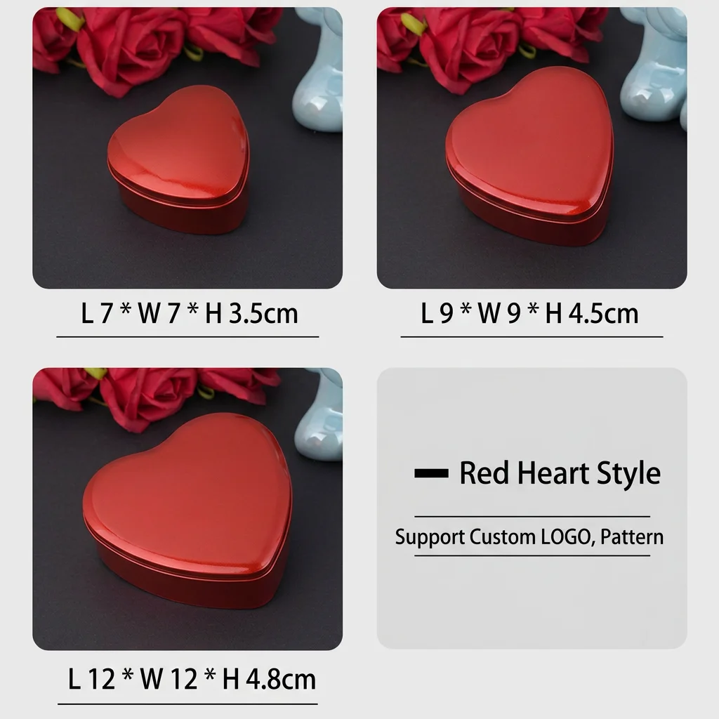 Gift Container Sturdy Heart-Shaped Tinplate Storage Box Wedding Candy Packaging Matte Metal Candy Box For Weddings Home Storage