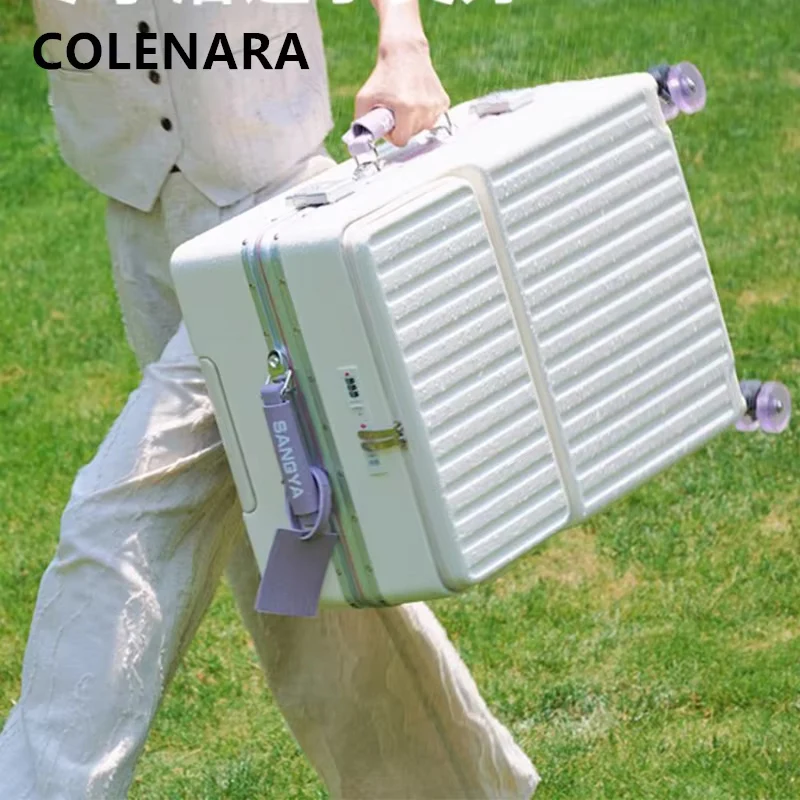 COLENARA Laptop Luggage Front Opening Boarding Box Aluminum Frame Trolley Case 20