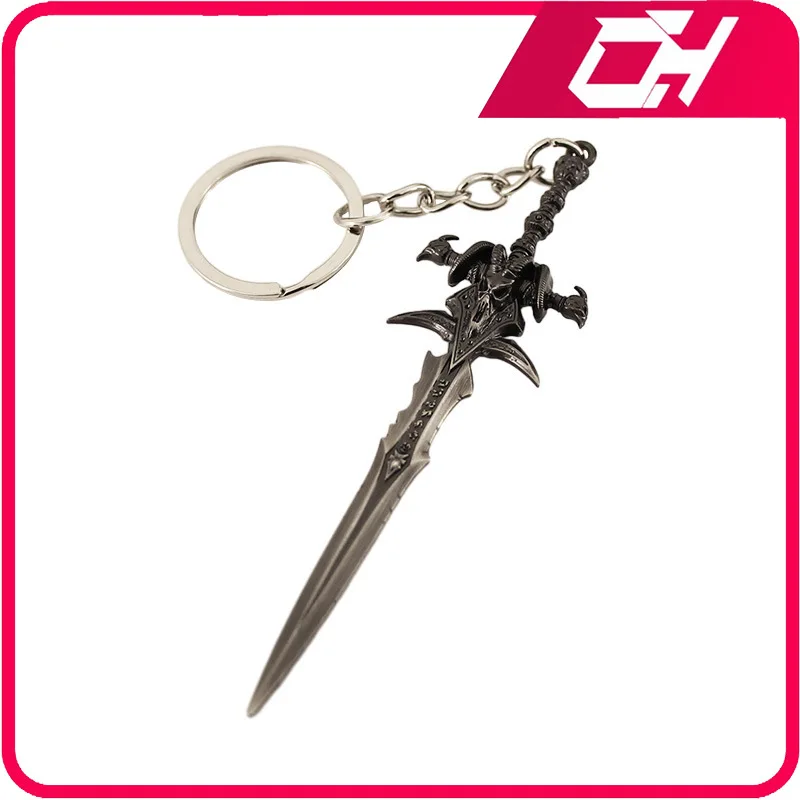 In Stock New 9cm World of Warcraft Lich King Frostmourne Zinc Alloy Model Related Peripherals Desktop Car Ornament Keychain Toy