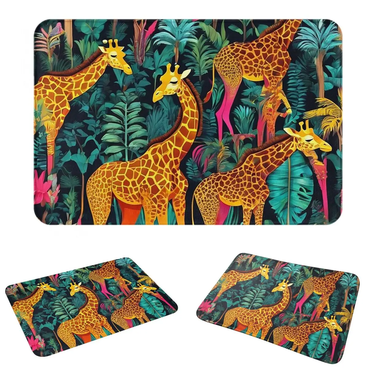 Giraffe Herd Pattern Doormat Absorbent Mat Carpet Rug Kitchen Entrance Home Floor Mat for Living room Footpad Mats