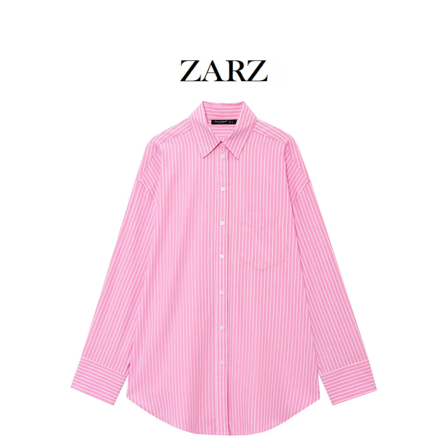 

ZARZ Classic Stripe Loose irt Women's Faion Casual Sle Long Sve Turn-down Collar Regular Length Summer 2025
