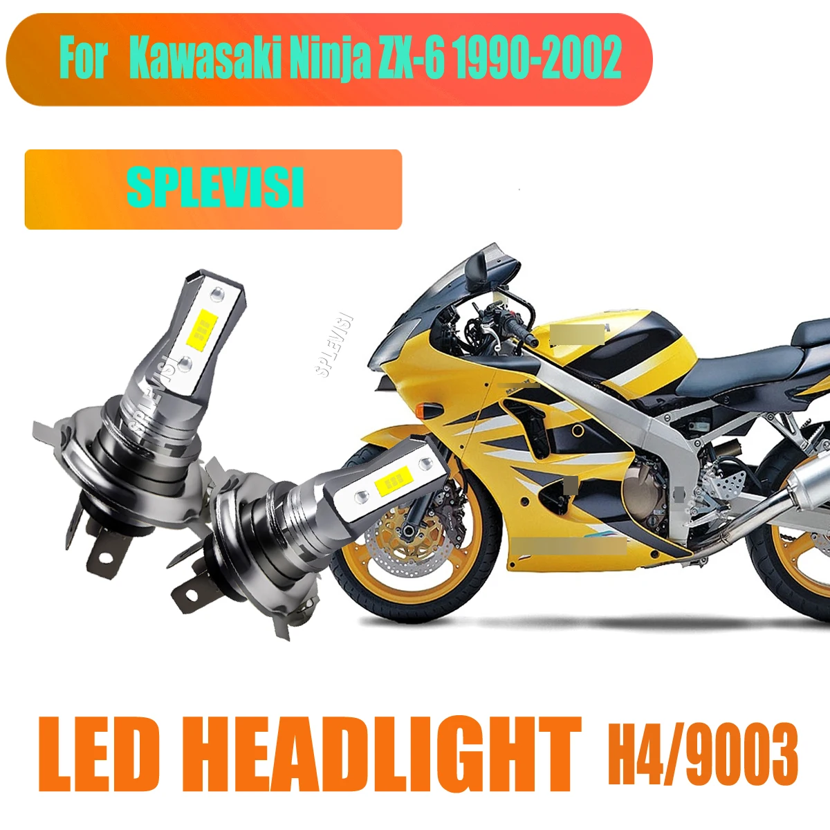 LED H4 White Headlight High-Temperature Resistance For Kawasaki Ninja ZX-6 1990 1991 1992 1993 1994 1995 1996 1997 1998-2002