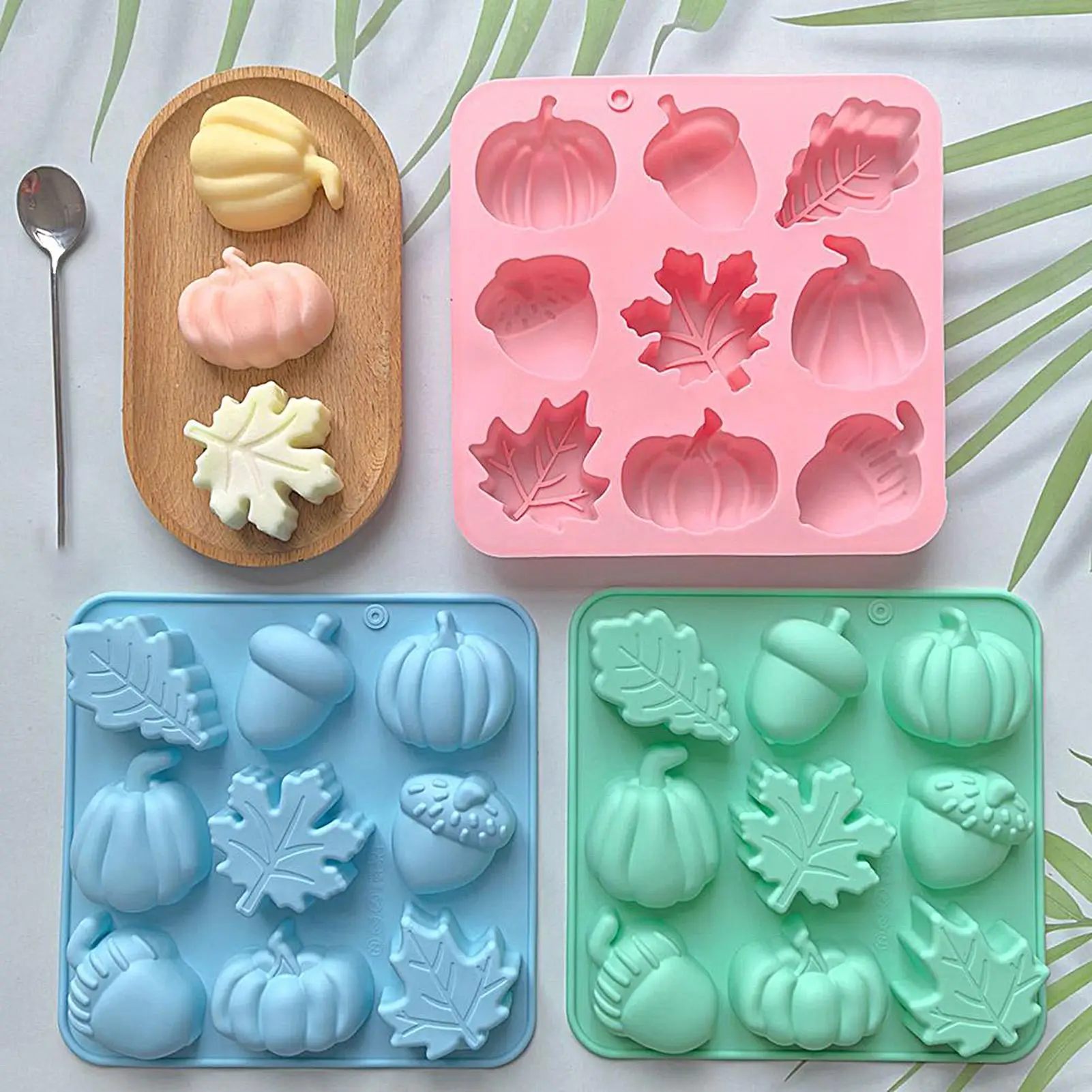 9-Cavity-Silikon-Backformen, Mehrzweck-Cupcake-Pfanne für Harz, Seife, Schokolade, Kerzenherstellung, Herbst-Thanksgiving-Heimdekoration
