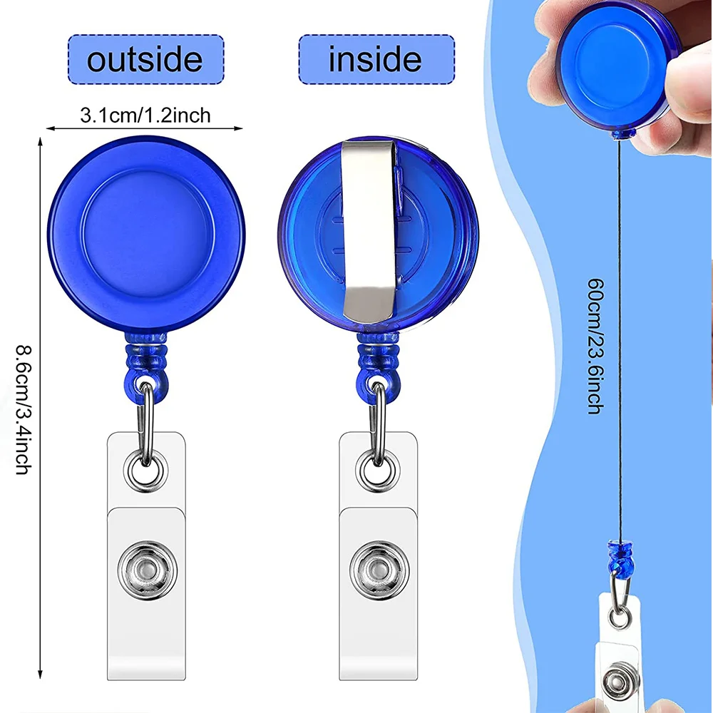 2D 10 Stück transparenter, einziehbarer Ausweishalter • Geeignet für Ausweishalter von Pflegekräften • Mit Gürtelclip • Ausweiskettenclip für Ärzte – Detail 1