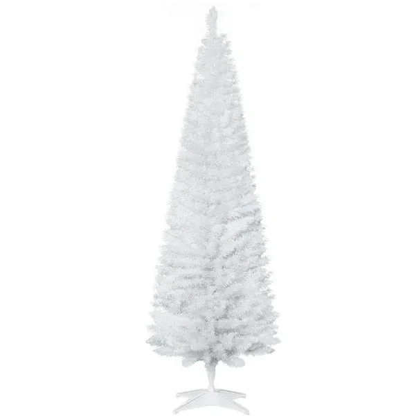 

Complete Version ​​ HOMCOM 6ft White Slim Artificial Christmas Tree | Snow-Kissed Design