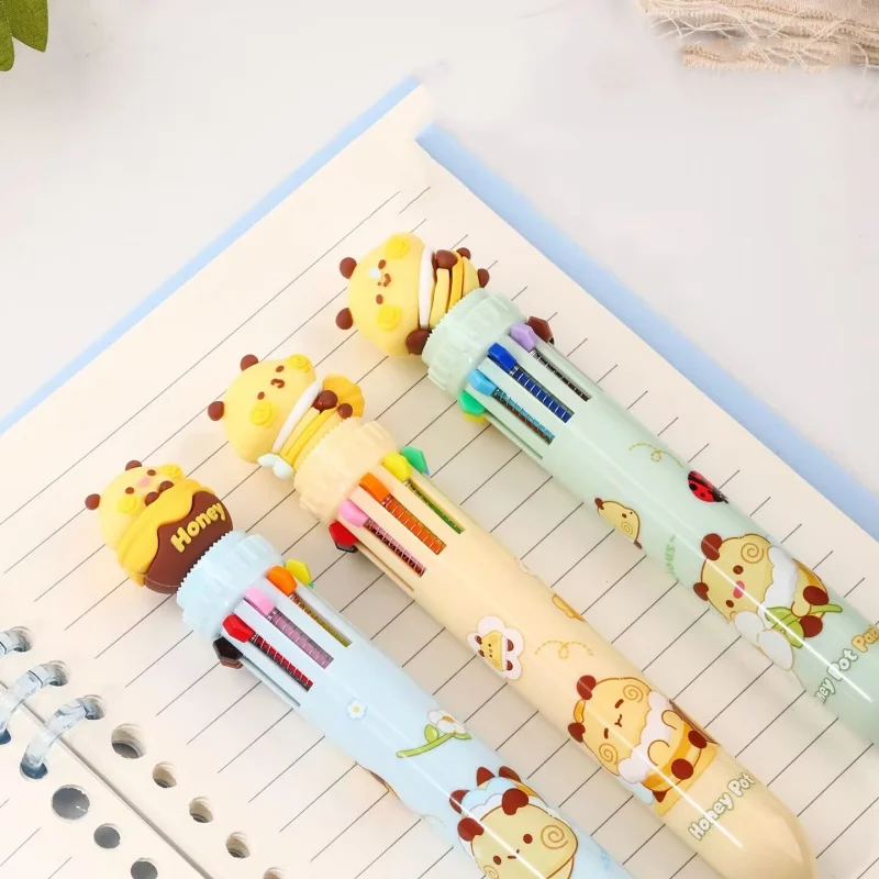 

24pcs/lot Kawaii Bee Capybara 10 colors Ballpoint Pen Cute Press Ball Pens School Office Writing Supplies