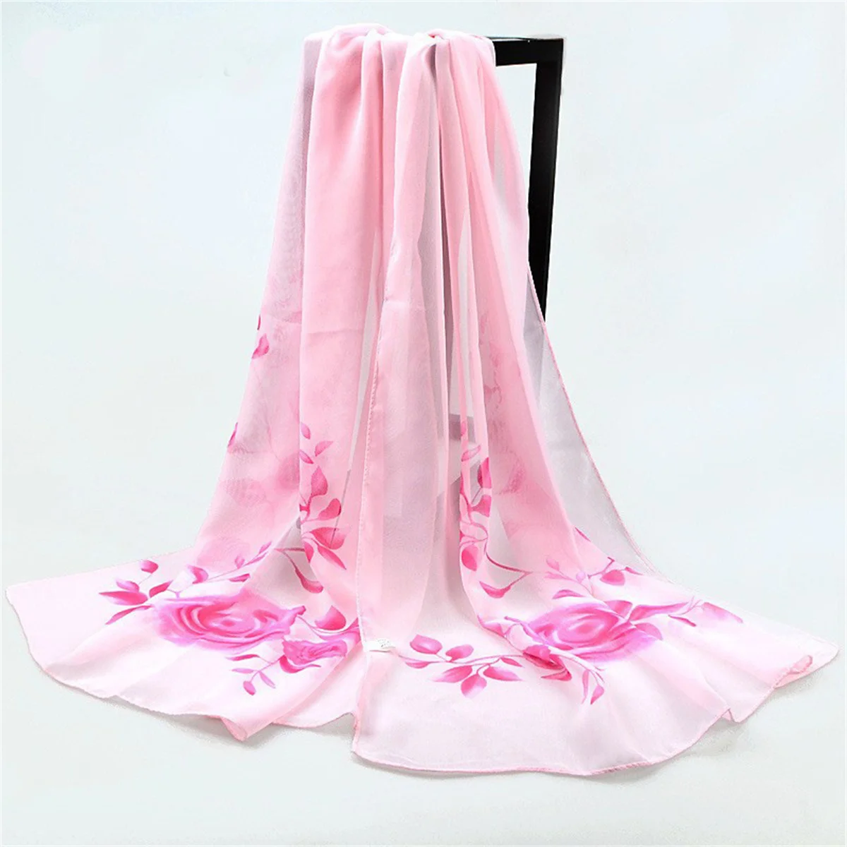 1pcs 쉬폰 스카프 간단한 우아한 꽃 인쇄 얇은 머리 스카프 대형 목도리, 여름 해변 수건 선 스크린 목도리 방풍 목 Sc