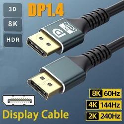 8K DisplayPort to DisplayPort Cable DP to DP Male to Male Cable Gold-Plated Cord 8K@60Hz 4K@144Hz 120Hz 2K@240Hz for PC Laptop