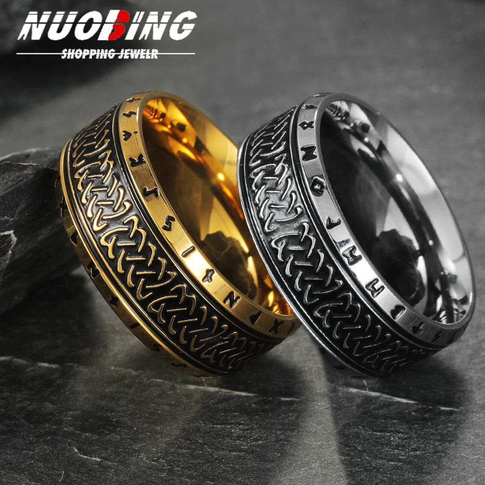 

Vintage Nordic Rune Celtic Knot Series Stainless Steel Womens Mens Rings Retro Punk Party Accessories Jewelry Gifts
