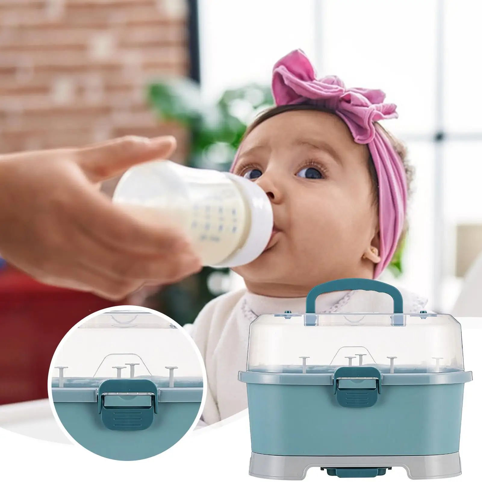Baby Bottle Storage Organizer Portable Large Baby Bottle Rack With Cover Dust Proof Home Baskets Containers for Dishwasher