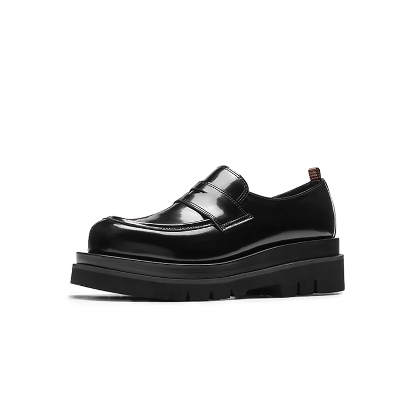 

New Fashon Loafers Height Increase Men Shoes Casual Business Genuine Leather High Heel Shoes Mens Daily Round Toe Slip On Shoes