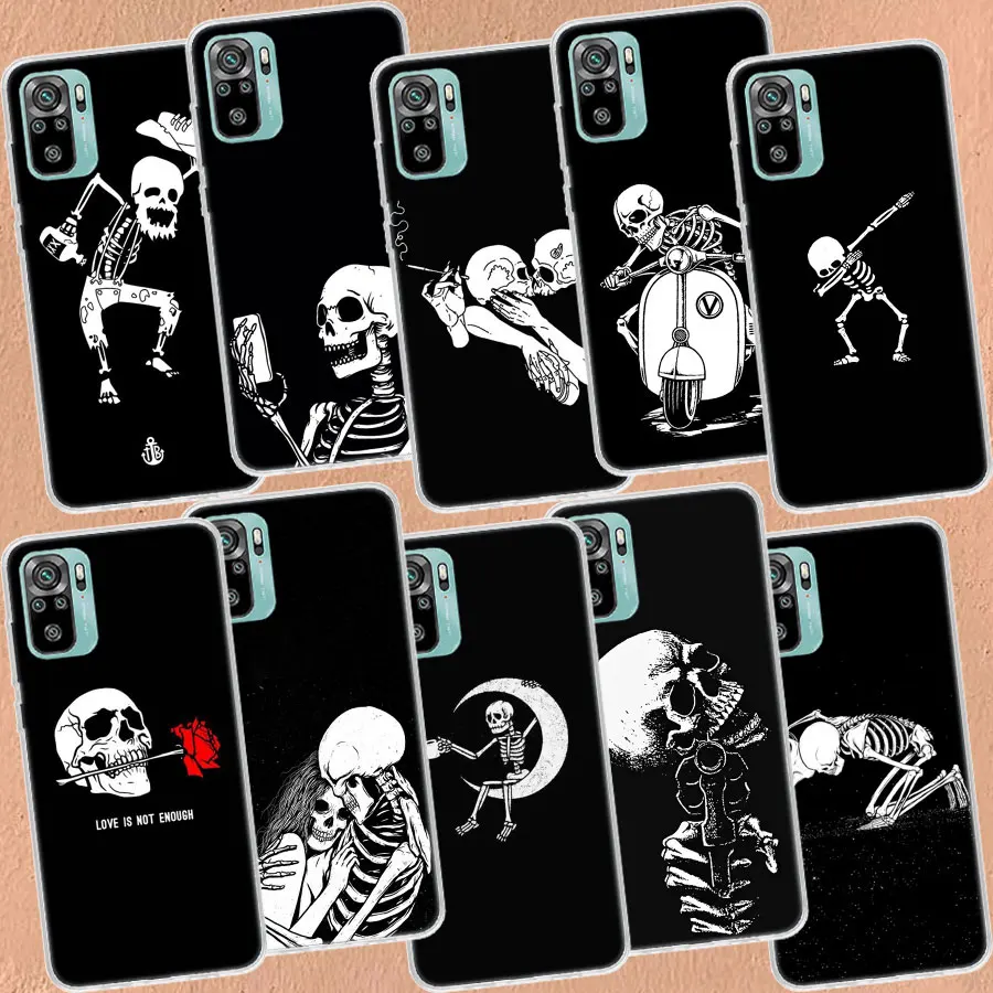 Funny Dance Skeleton Phone Case For Xiaomi Poco X3 F6 X4 F4 GT M3 M4 M5 M5S X5 X6 Pro 5G F5 F3 F2 F1 Mi Note 10 Lite Silicon Co