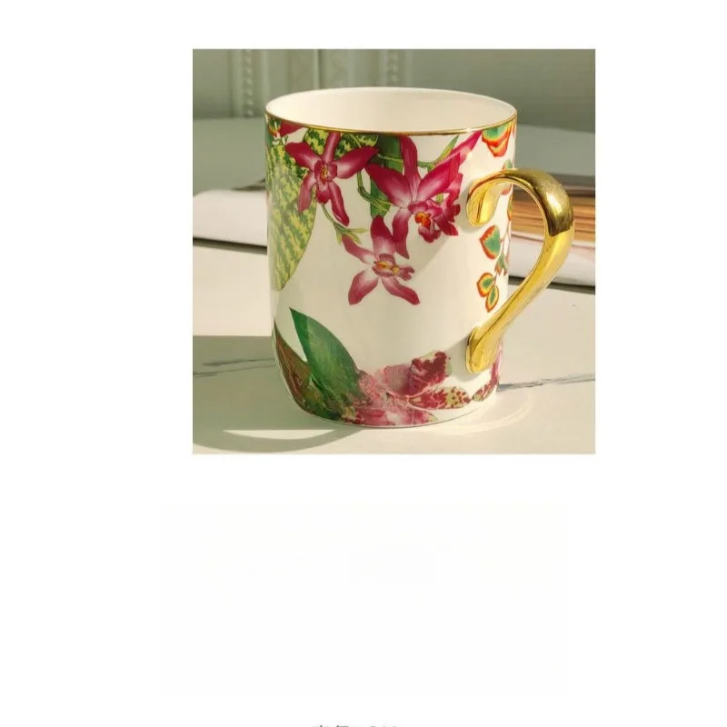 

European hand-painted ceramic household creative mug large capacity milk cup oat cup