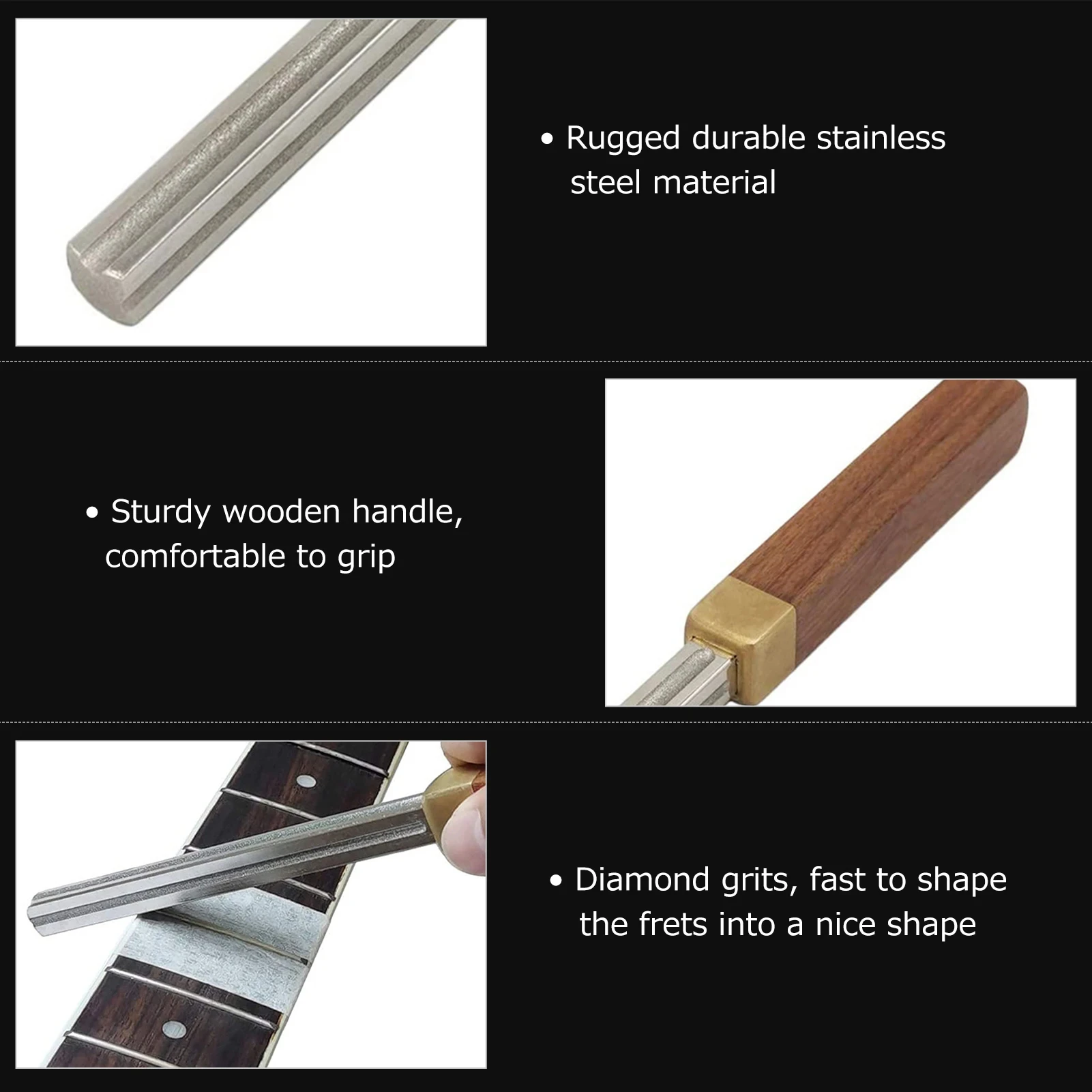 guitar fret file, extra narrow, medium and wide accessory, 4 edges with 2 pieces of fingerboard protector - view 5