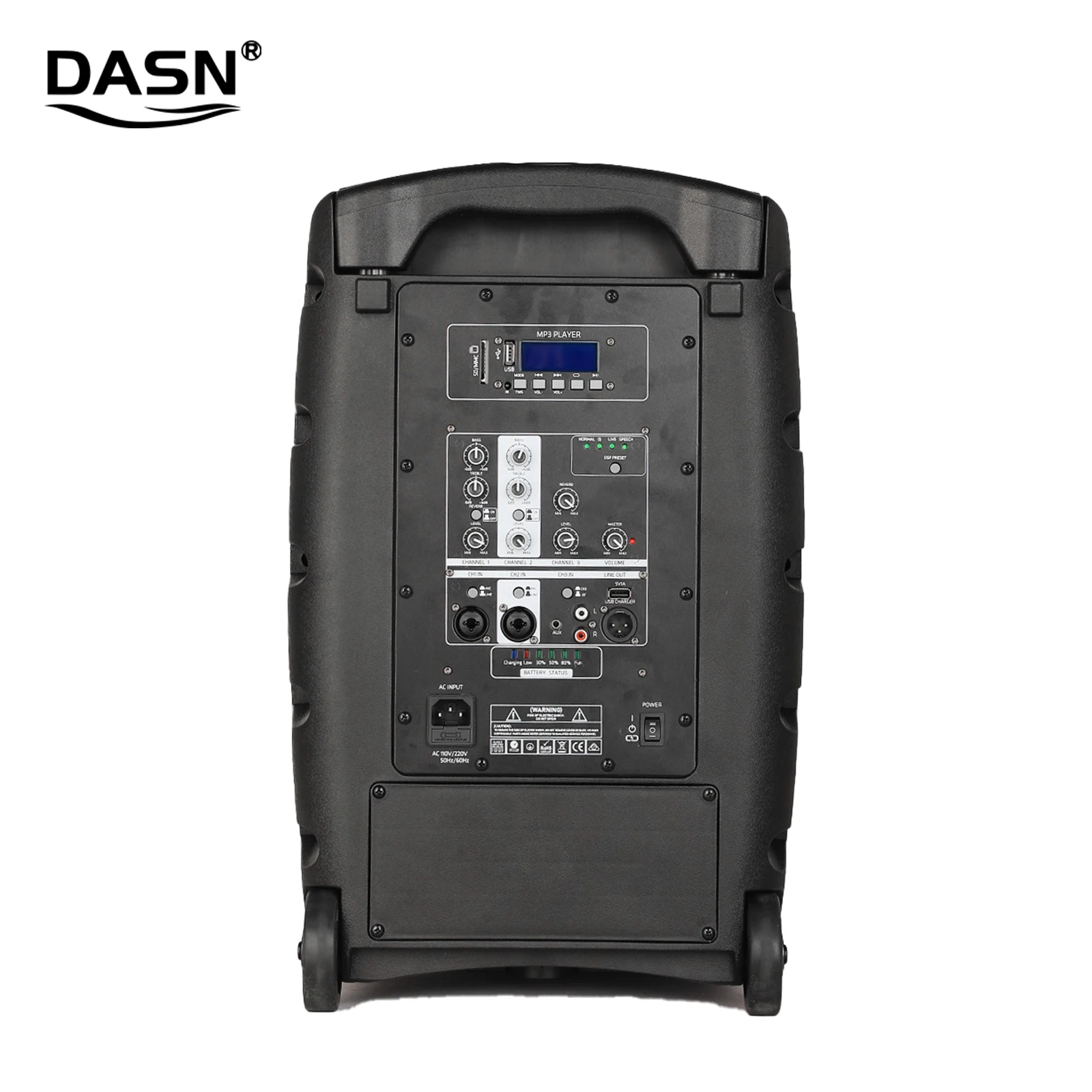 DASN ChRC10DDM-Amplificateur PEAK Classe D, Microphone sans fil, Batterie MP3, DSP, Haut-parleur actif portable, Système 62PA, 10 pouces, 800W