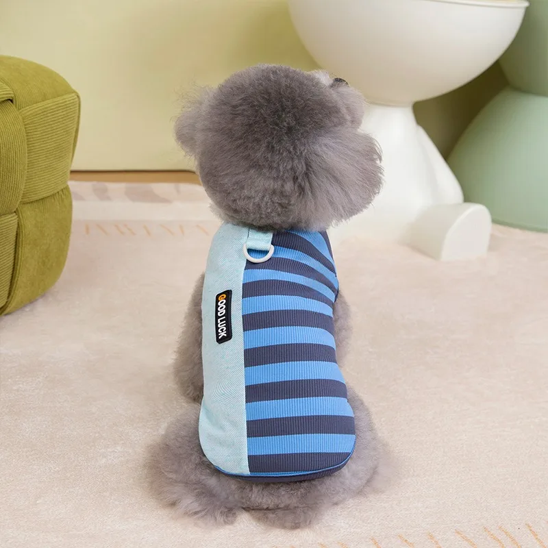 Attractable Puppy Clothes Summer Thin Teddy Vest Bichon Frise Striped T-Shirt Yorkshire Pullover Pet Supplies