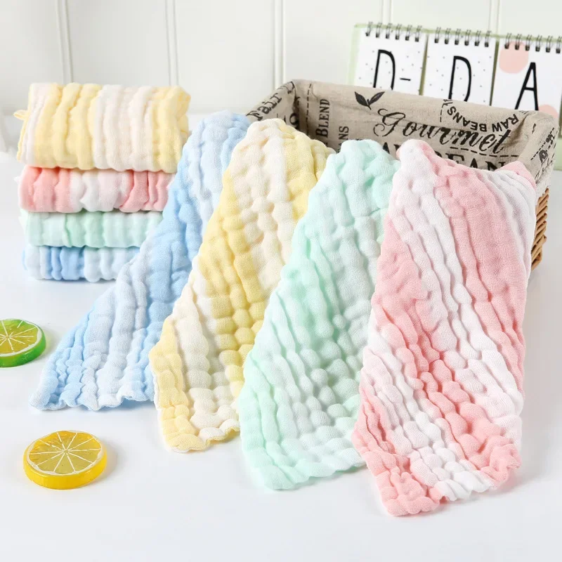 25x25cm Baby Solid Color Soft Pure Cotton Burp Cloths 6 Layers Newborn Infants Washing Face Towels Kids