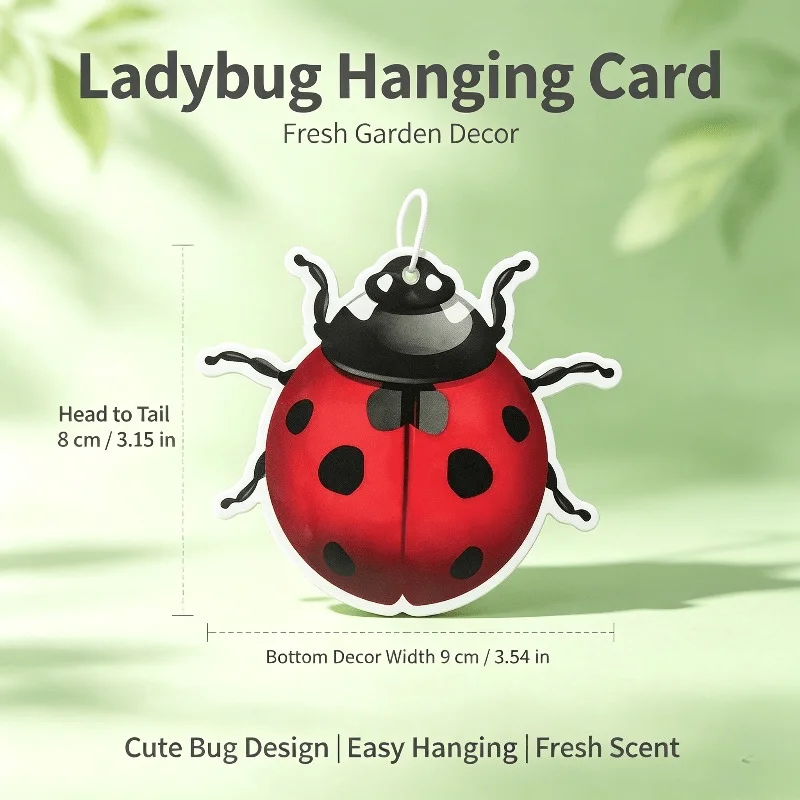 Car Air Freshener Red Ladybug Hanging Scented Card, Cartoon Beetle Fragrance Pendant, Natural Style Multi-Space Hanging Decor