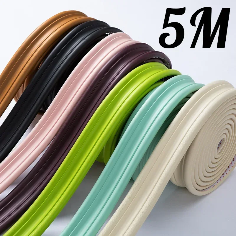 5M Wainscoting Self Adhesive Wall Skirting Decor Line Soft NBR Border Floor Decorative Lines DIY wall trim line 3D Wall Sticker