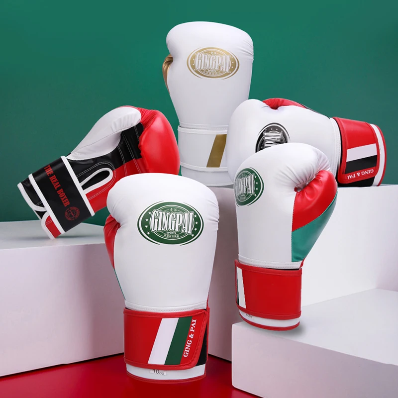 GINGPAI Professional Boxing Gloves Adult Free Combat Gloves for Men Women High Quality Muay Thai MMA Boxing Training Equipment
