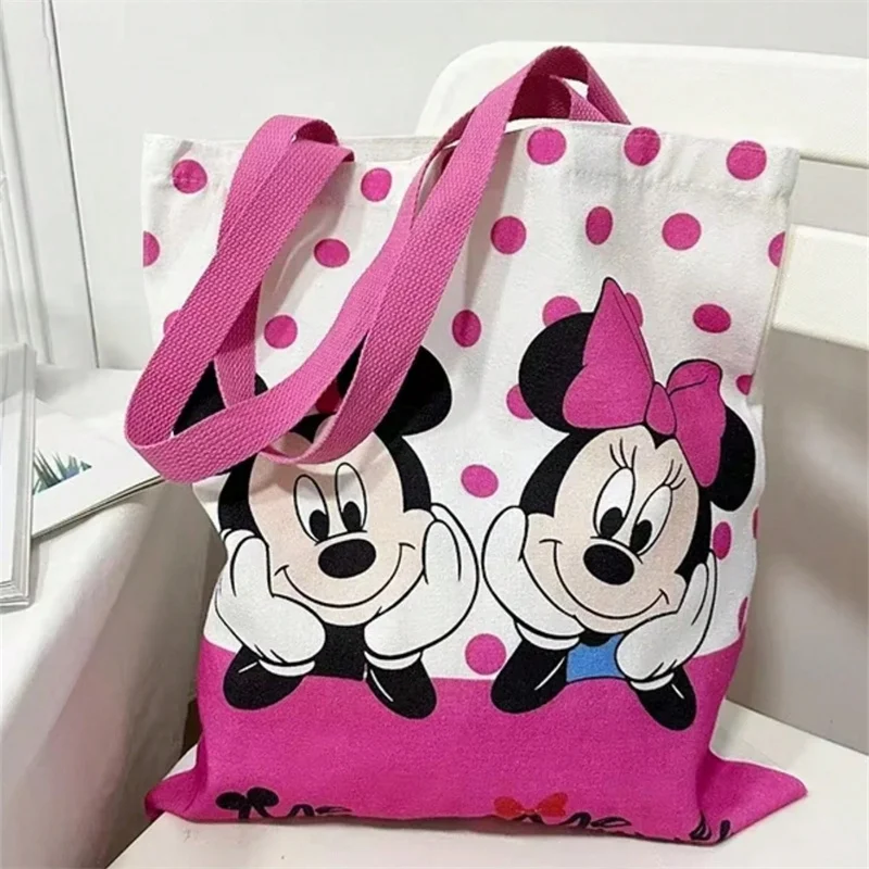 

1pc Lightweight Mickey Minnie Tote – Durable Canvas with Large Capacity for School & Work.