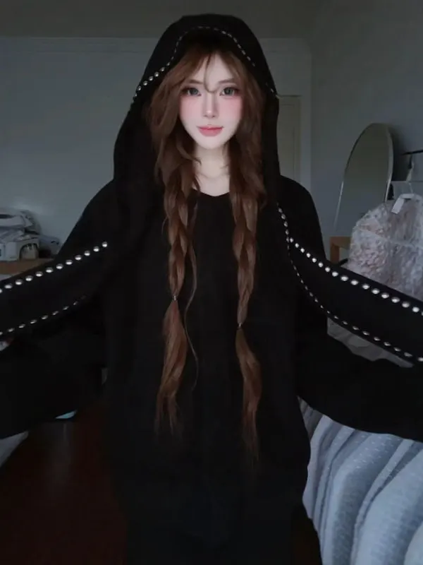 

Корейская стильная толстовка-худи или свободная куртка с уникальным дизайном, осенняя модная женская одежда с защитой от УФ-лучей и боковыми карманами