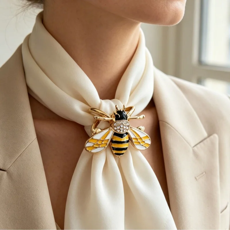 Women Bee Scarf Buckle Ring Scarf Clasp Clips Clothing Wrap Holder Clothing Decoration Accessories for T-Shirt Neckerchief Shawl