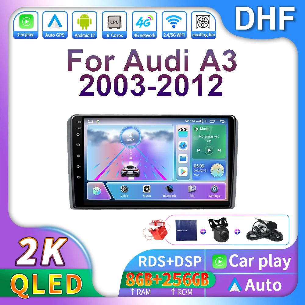 

Автомагнитола 9 дюймов, Android 12, мультимедиа для Audi A3 2 8P 2003 - 2013 Carplay, интеллектуальная система GPS-навигации, 4G, 2din, Авторадио