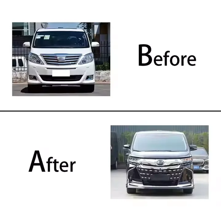 For TOYOTA Alphard/Vellfire ANH20 2008-2014 Bodykit Upgrade With Hood  Bumper Headlamp Taillight Includes Clips