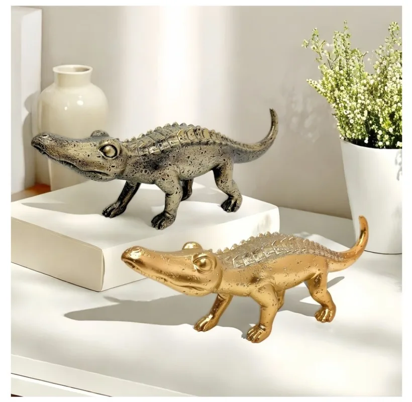 Crocodile Statue Resin Crocodile Office Desktop Decoration Creative Cute Sculpture Home Decoration