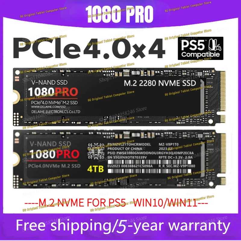 

New 1080PRO 8TB 4TB 2TB 1TB SSD Internal Solid State Disk M2 2280 PCIe Gen 4.0 X 4 NVMe for PlayStation 5/PS5/Laptop