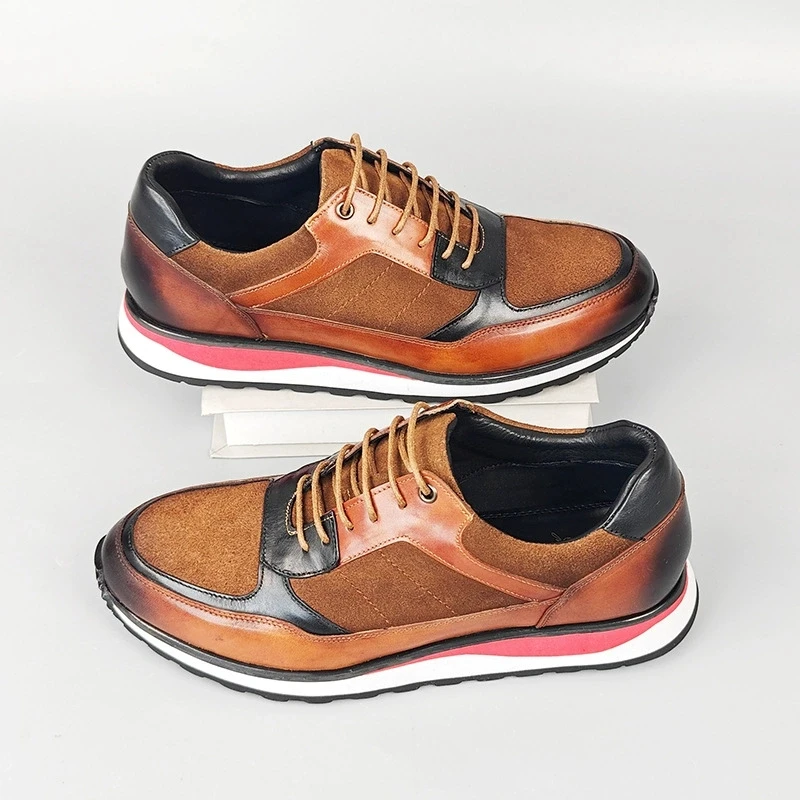 

Handmade Genuine Suede Leather Oxford Sneaker Shoes for Men Lace Up Daily Office Fashion Brand Casual Shoes Man