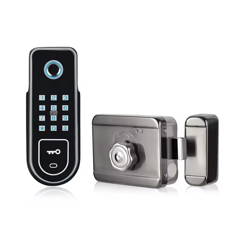 Door Lock Fingerprint Remote Control Lock Keyless Door Lock Hide Key Digital Keypad 13.56MHZ MF Card Reader Easy Install