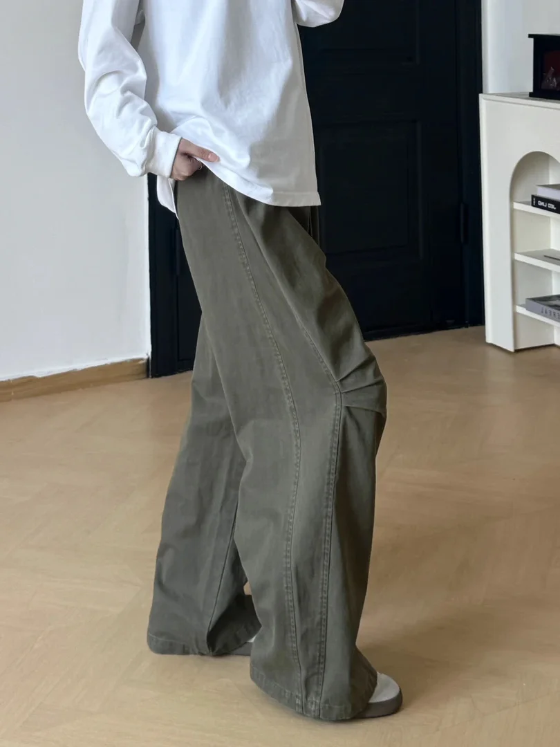 

American High Street Deconstructed Knife Workwear Pants Men's Autumn Folded Paratrooper Straight Leg Loose Casual Wide Leg Pants